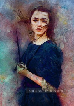 Fantaisie œuvres - Portrait d’Arya Stark impressionnisme Le Trône de fer